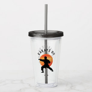 Karate Silhouette Namn Personlig Modern Black Take Away Mugg