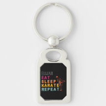 Karate Silhouette Typography Metall Keychain