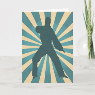 Karate Silhouette w/ Sunburst Birthday Card Kort