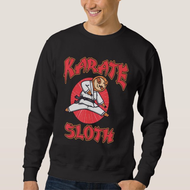 Karate Sloth Action Animal Koala Forest Jungle N Lång Ärmad Tröja (Framsida)