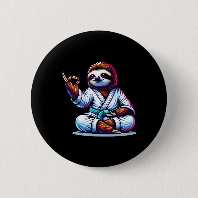 Karate Sloth Embracing Lugn Serenity Knapp (Framsida)
