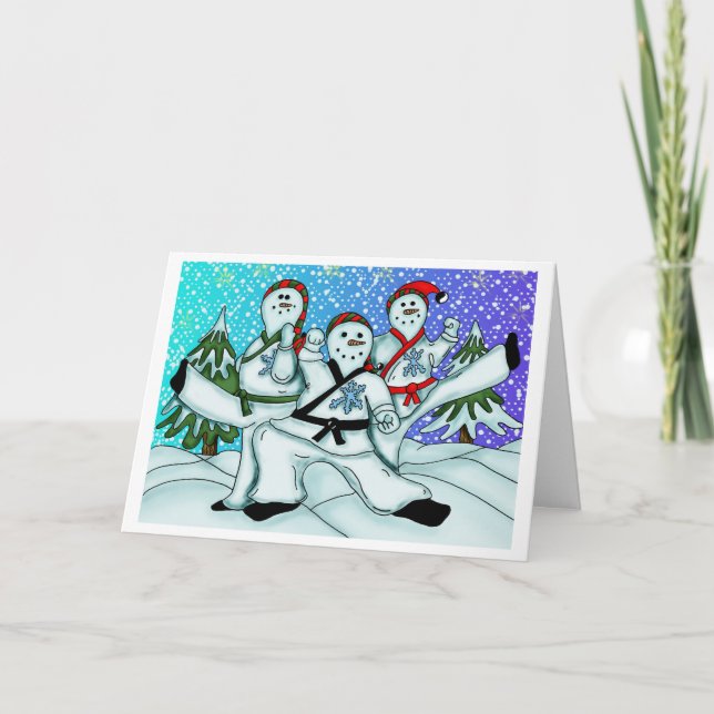 Karate-Snögubbar Helgkort (Framsida)
