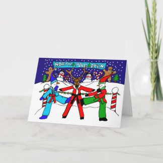 Karate Snögubbars and Reindeer Karate TournamCard Helgkort