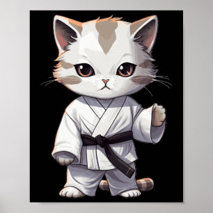 Karate Söt Kattkampkonst Katt För Kattälskare Poster