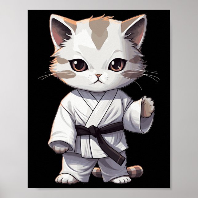 Karate Söt Kattkampkonst Katt För Kattälskare Poster (Framsidan)