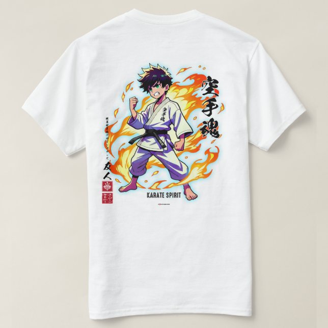 Karate Spirit Anime Warrior Light T Shirt (Design baksida)