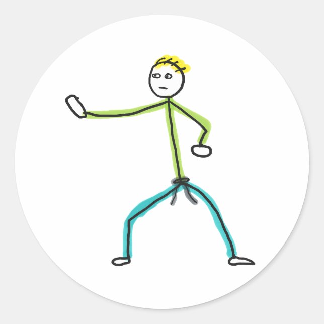 Karate Stickman Runt Klistermärke (Framsida)