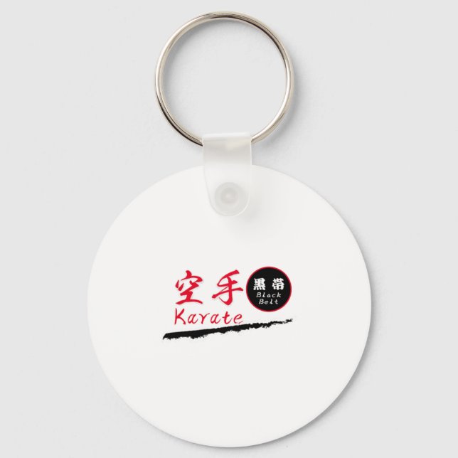 Karate svart bälte t-shirt  nyckelring (Framsida)