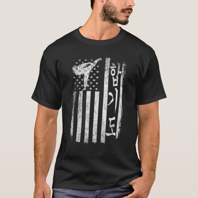Karate Symbol Hapkido Hap Ki Do training USA flagg T Shirt (Framsida)