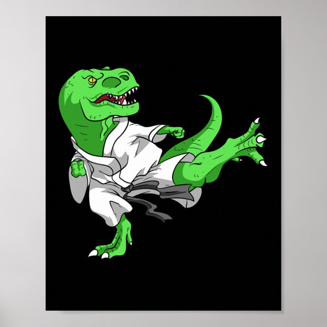 Karate T-rex Dino Elev Dinosaur Lärar Karatek Poster (Framsidan)