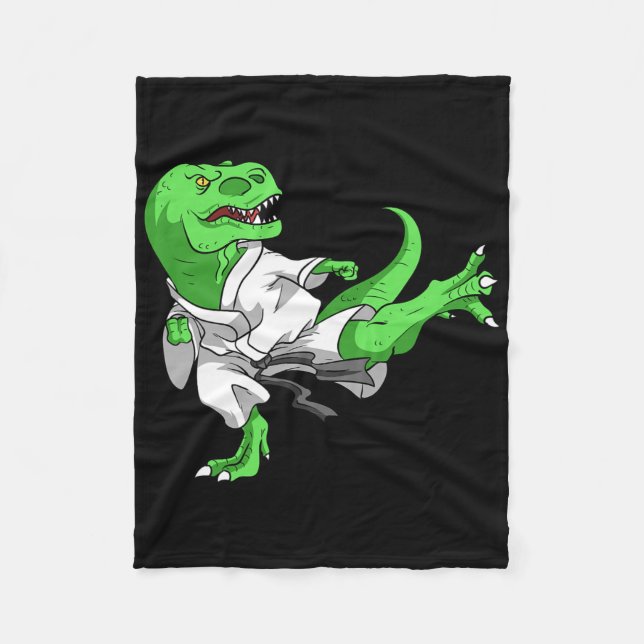 Karate T-rex Dino Elev Karate Instruktör Dinosauri Fleecefilt (Framsidan)