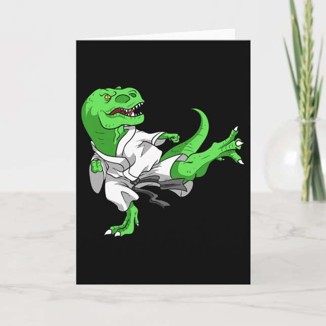 Karate T-rex Dino Student Dinosaur Lärare Karatek Kort (Framsida)