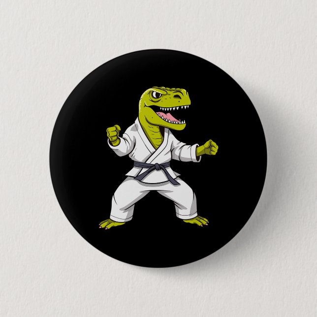 Karate T-rex kampsport Taekwondo kickboxning för Knapp (Framsida)
