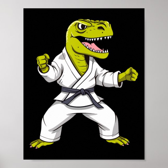 Karate T-rex kampsport Taekwondo kickboxning för Poster (Framsidan)