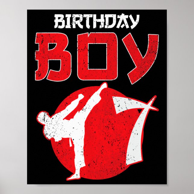 Karate Taekwondo 7 år födelsedag kampsport Poster (Framsidan)
