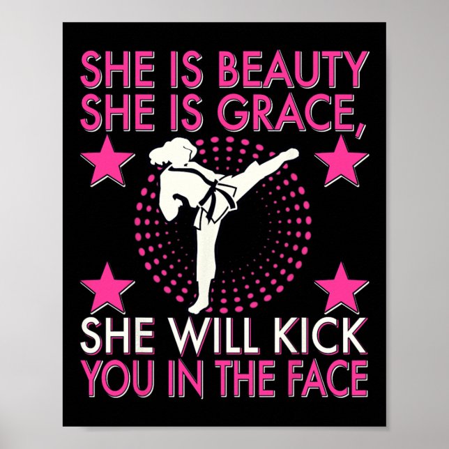 Karate Taekwondo Flicka Kvinnor Karate Spark  Poster (Framsidan)