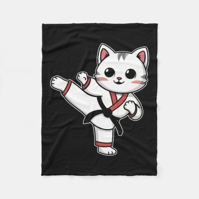 Karate Taekwondo Funny Cat Jiu Jitsu Women Girls Fleecefilt (Framsidan)