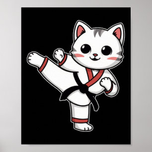 Karate Taekwondo Funny Cat Jiu Jitsu Women Girls Poster
