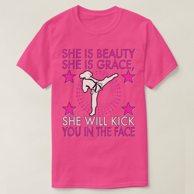 Karate Taekwondo Girl Women Karate Kick T Shirt (Design framsida)