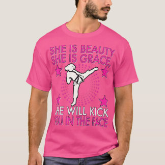 Karate Taekwondo Girl Women Karate Kick T Shirt