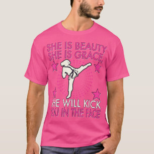 Karate Taekwondo Girl Women Karate Kick T Shirt
