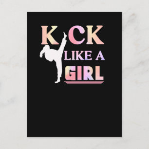 Karate Taekwondo Jiu Jitsu Girl Fighting Roligt Vykort