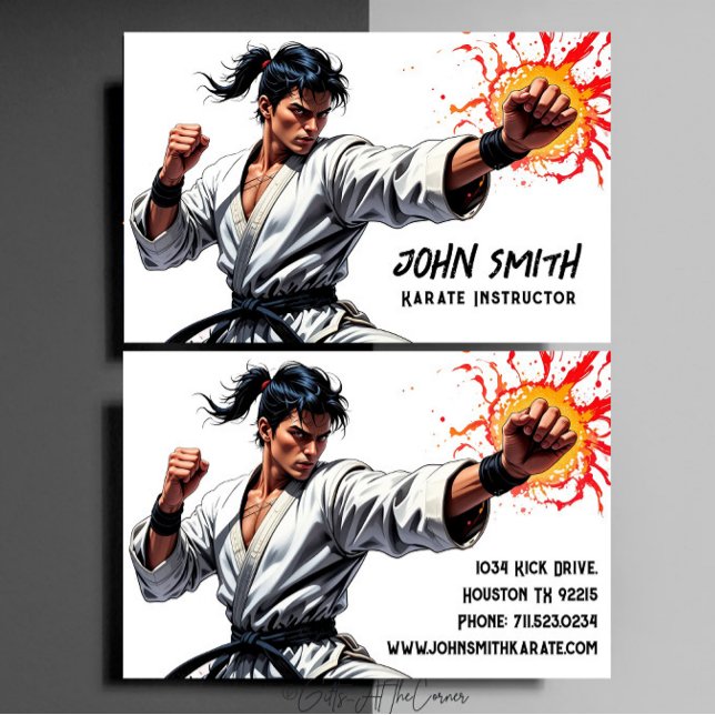 Karate Taekwondo Judo Martial Arts Instructor Visitkort (Skapare uppladdad)