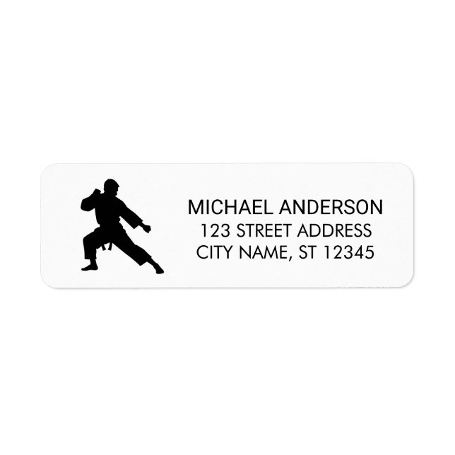 Karate / Taekwondo / judo Return Address Label Returadress Etikett (Framsidan)