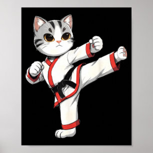 Karate Taekwondo Rolig Katt Jiu Jitsu Kvinnor Barn Poster