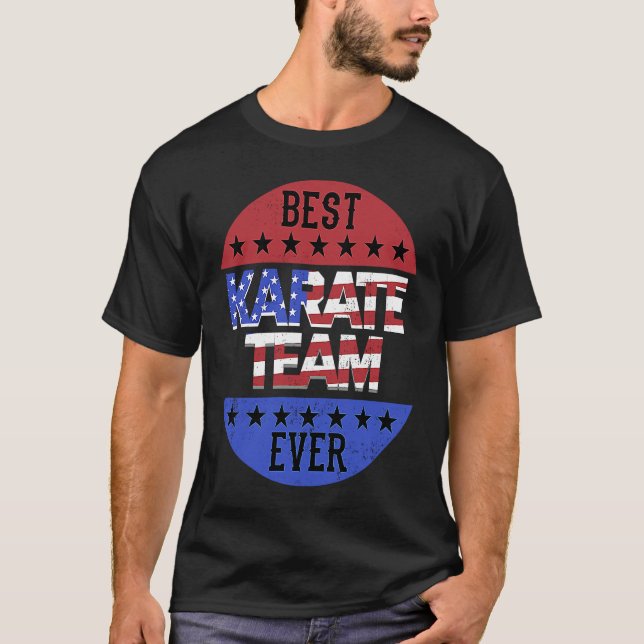 Karate Team Independence Day Patriotic Karateka US T Shirt (Framsida)
