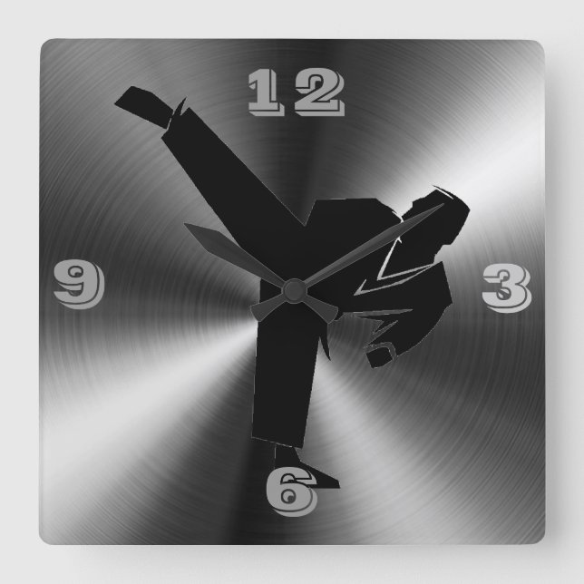 Karate Tick Tack Fyrkantig Klocka (Framsida)