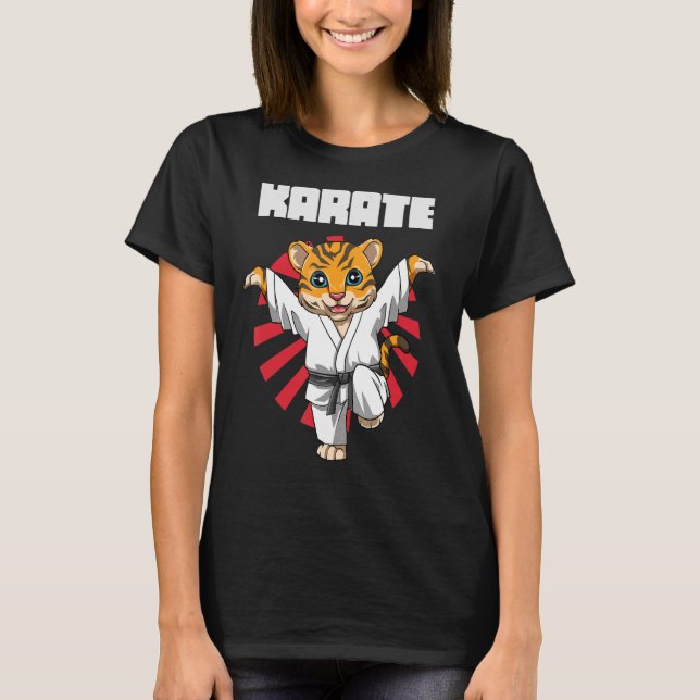 Karate Tiger Crane Kick 1 T Shirt (Framsida)