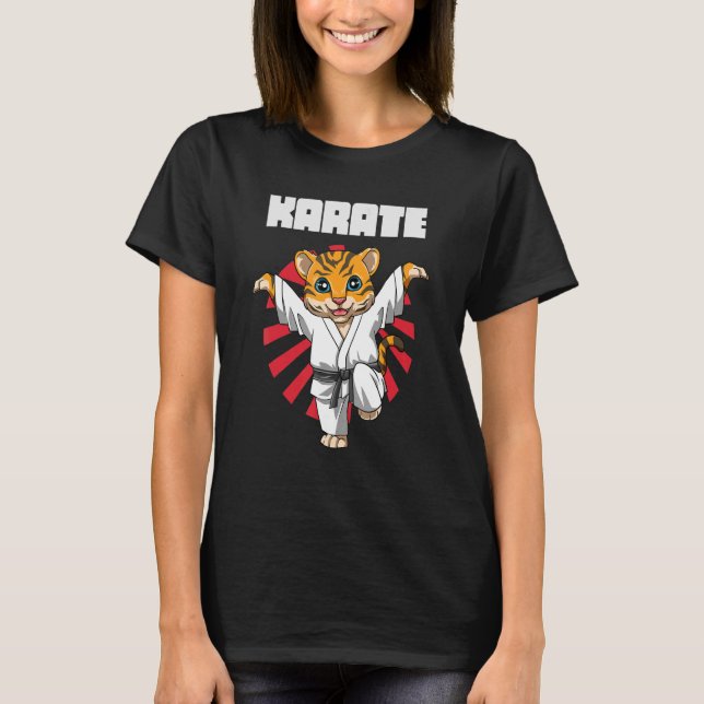Karate Tiger Crane Kick 1 T Shirt (Framsida)