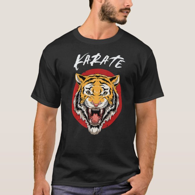 Karate Tiger Huvud T Shirt (Framsida)