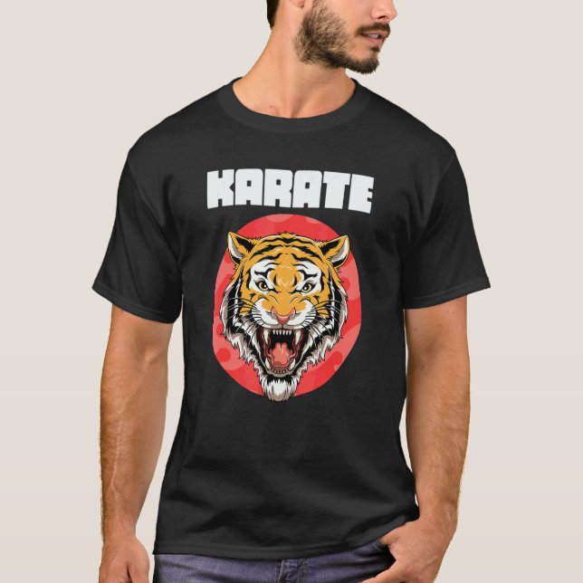 Karate Tiger Huvud T Shirt (Framsida)
