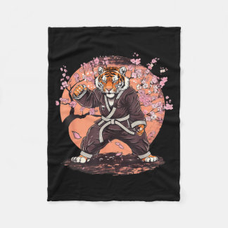 Karate Tiger Sakura Blommor Taekwondo Jiu-Jitsu Fleecefilt