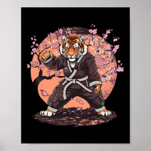 Karate Tiger Sakura Blommor Taekwondo Jiu-jitsu Ju Poster