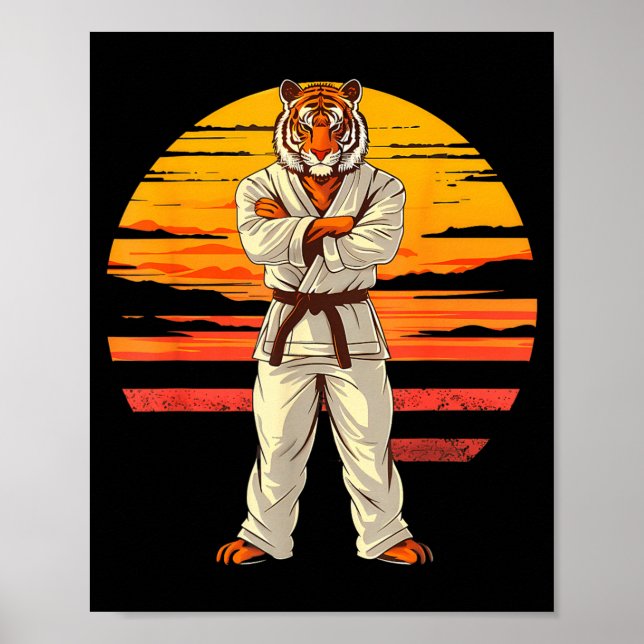 Karate Tiger Sunset Jiu-Jitsu Taekwondo Mma Tiger Poster (Framsidan)