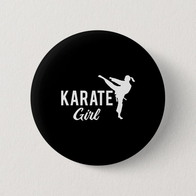 Karate tjej flätad fighter vit kampsport Ta Knapp (Framsida)