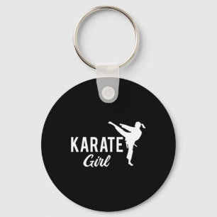 Karate tjej flätad fighter vit kampsport Ta Nyckelring
