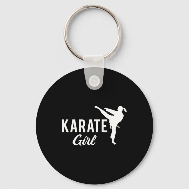 Karate tjej flätad fighter vit kampsport Ta Nyckelring (Framsida)