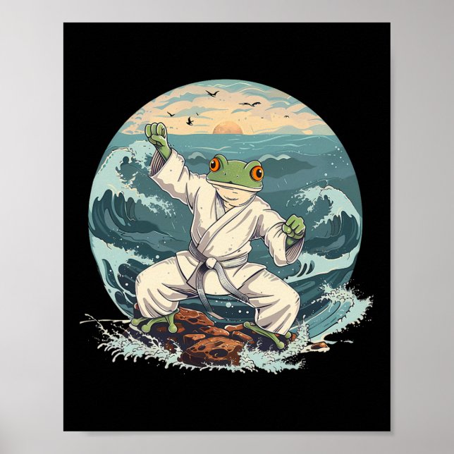 Karate Toad Taekwondo Beach Sunset Martial Arts To Poster (Framsidan)