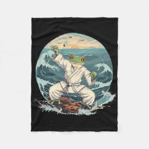 Karate Toad Taekwondo Strand Solnedgång Kampsport Fleecefilt