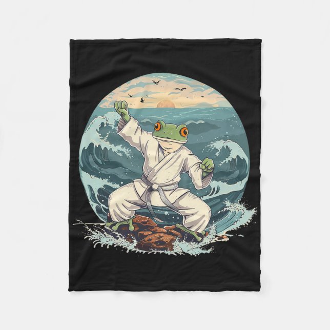 Karate Toad Taekwondo Strand Solnedgång Kampsport  Fleecefilt (Framsidan)