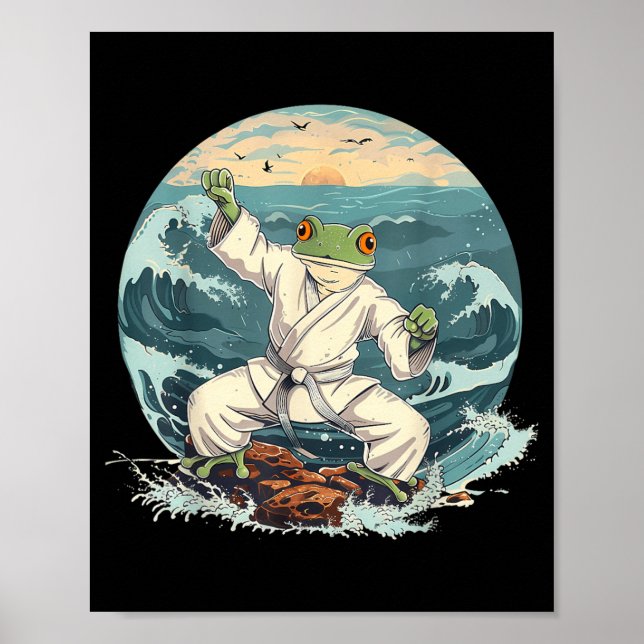 Karate Toad Taekwondo Strand Solnedgång Kampsport Poster (Framsidan)