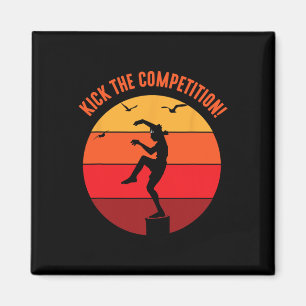 Karate tonåring vintage solnedgång på Stilla havet Magnet