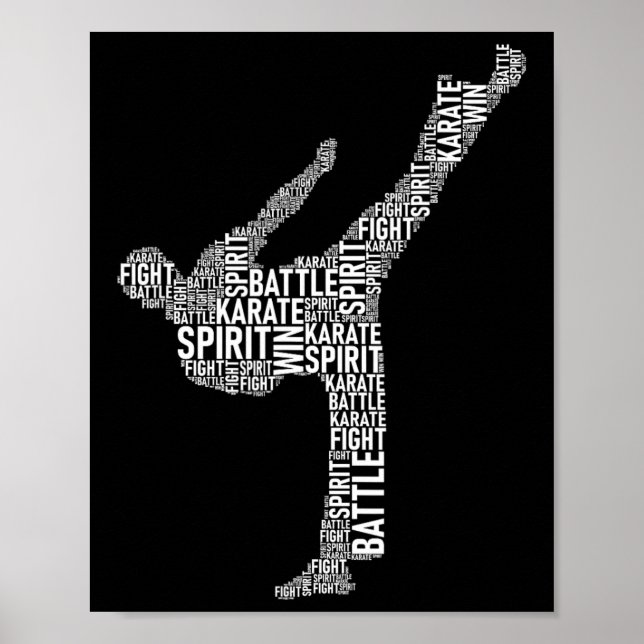 Karate Typography - Martial Arts Coach Comt Self D Poster (Framsidan)