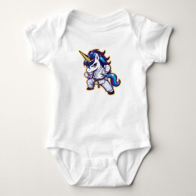 Karate Unicorn Brown Belt Fighter T Shirt (Framsida)