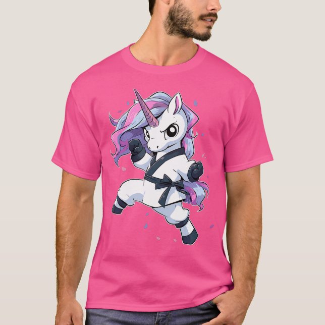 Karate Unicorn Girl Martial Arts Taekwondo Kickbox T Shirt (Framsida)