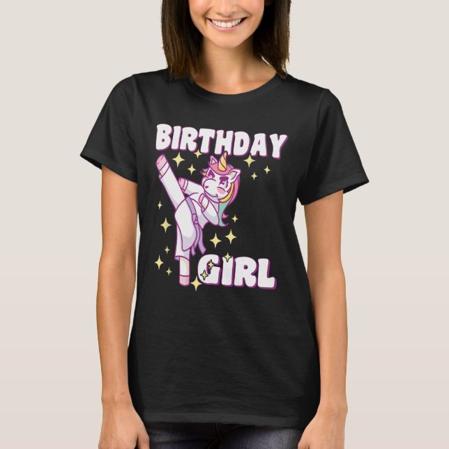 Karate Unicorn Girl T Shirt (Framsida)